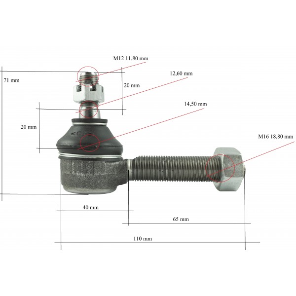 Gelenkkopf / 110 x 70 mm / Kubota / 38440-44780 / ZAM