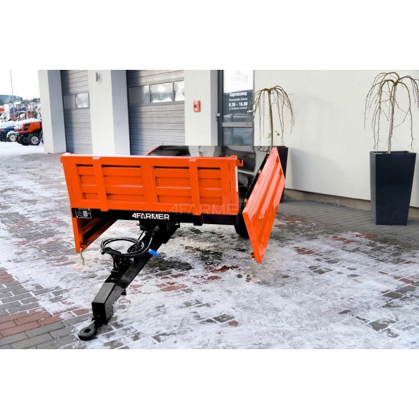 Przyczepa rolnicza jednoosiowa 1,5T z hamulcem i kiprem 4FARMER