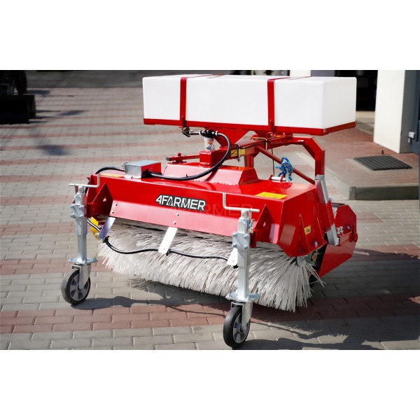 Barredora de 120 cm para tractor con cesta y recipiente de riego 4FARMER