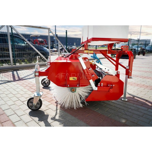 Barredora de 120 cm para tractor con cesta y recipiente de riego 4FARMER