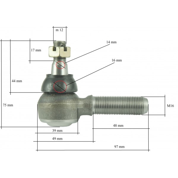Embout de biellette de direction / 97 x 75 mm / Yanmar EF352T