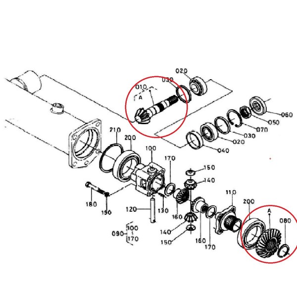 Eje de piñón 10T / 14T / corona 24T / 32T / Kubota ST25 / ST30 / Kubota GL19 / GL25 / 37410-99200
