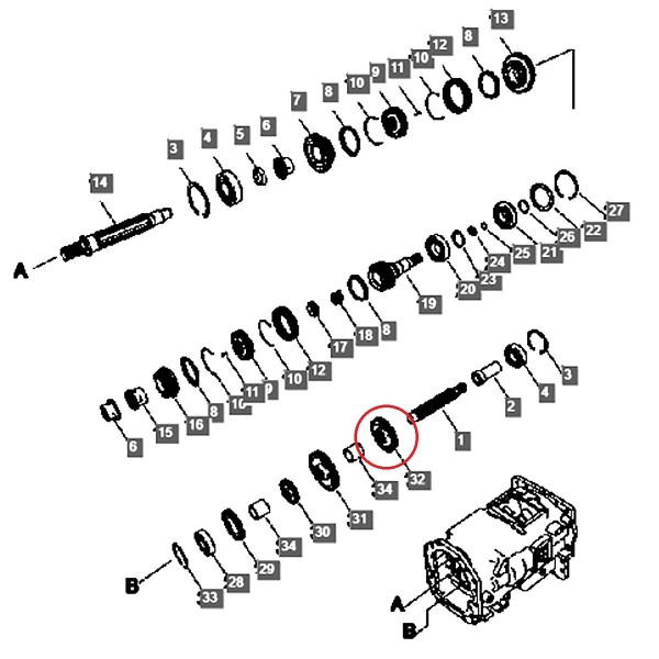 Koło zębate 26T, 30T zębatka skośna wałka skrzyni / TRG281 / LS Tractor 40031341