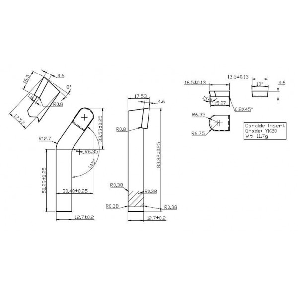 Frez palcowy 84 x 12 x 12 mm / do frezarki do pni FRP-I / PRAWY