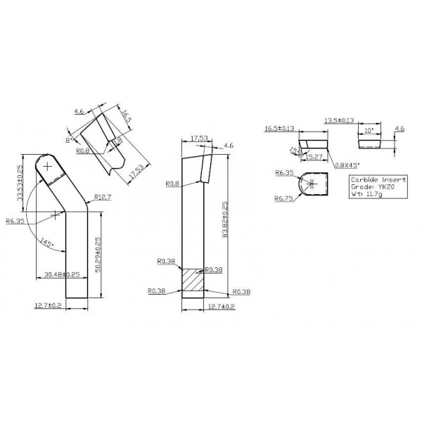 Schaftfräser 84 x 12 x 12 mm / für Baumstumpffräse / LINKS