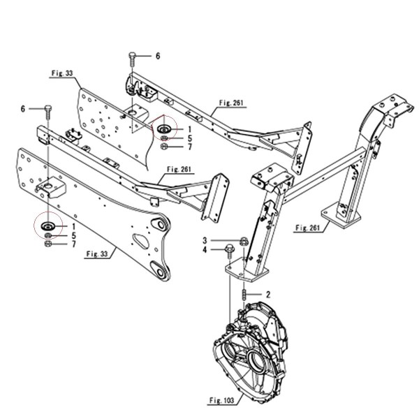 Perno de montaje de cabina / Yanmar EF352T