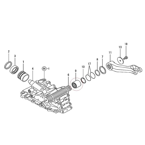 Manchon coulissant avec coupe-fil 20T / 55 x 65 x 55 mm / Yanmar EF453T / 1A7780-44250 / 5-14-110-21