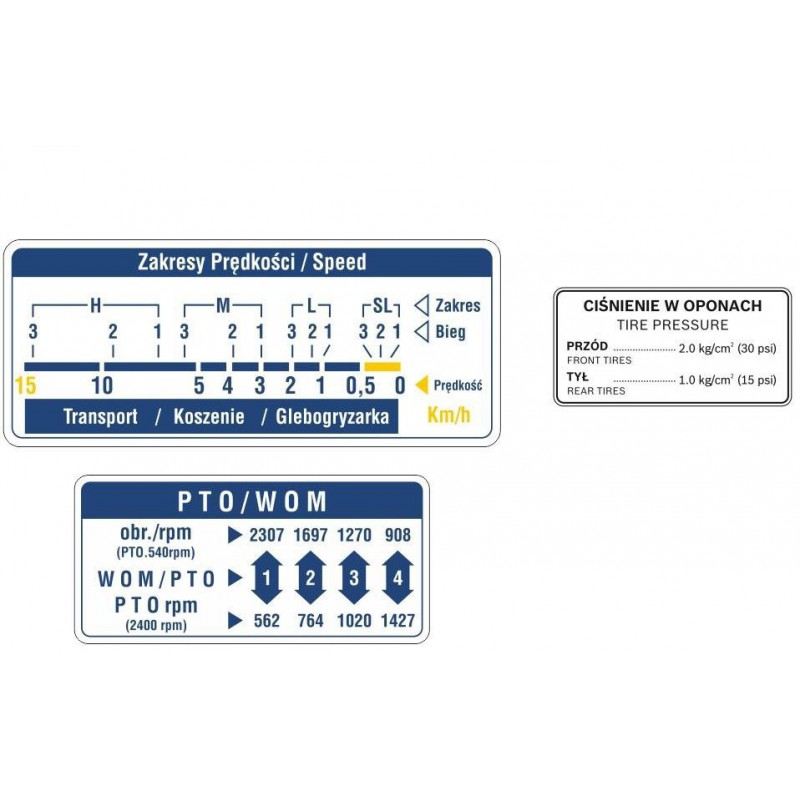 autocollants - Autocollants Mitsubishi MT2001, MT2201, MT2501 - descriptions