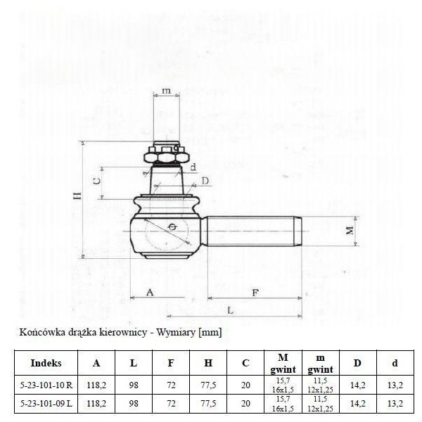Rotule gauche Kubota L2600