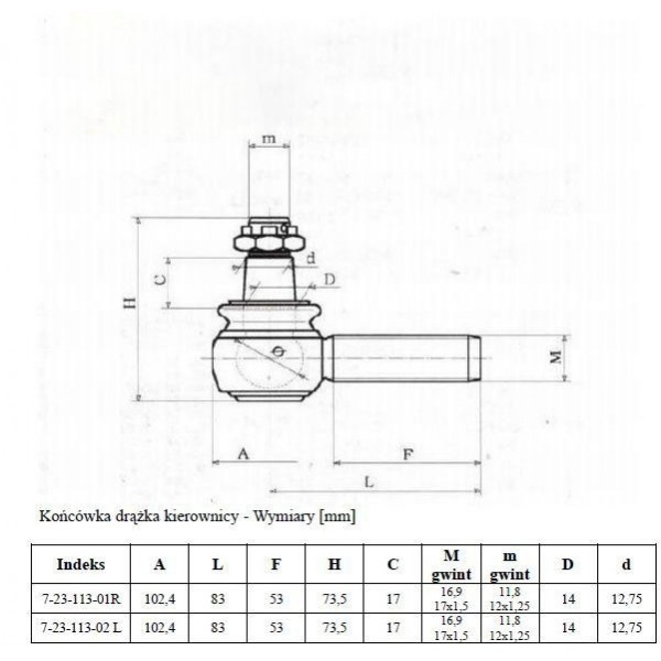 HINOMOTO-ISEKI Rod End - Left