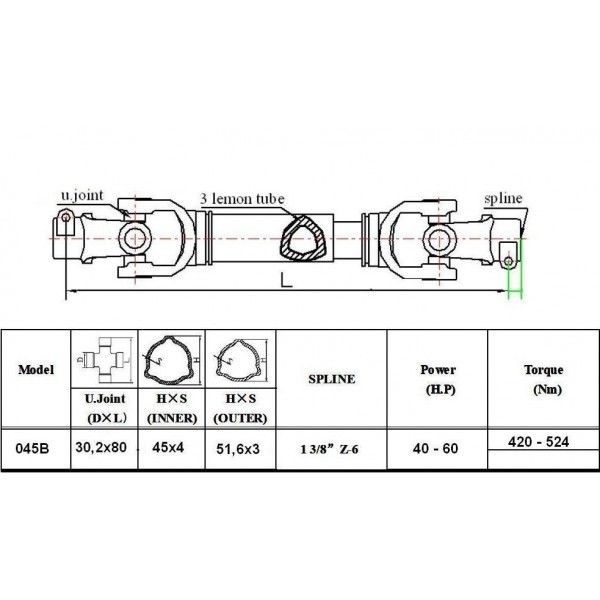 Eje de toma de fuerza 045B - 150cm