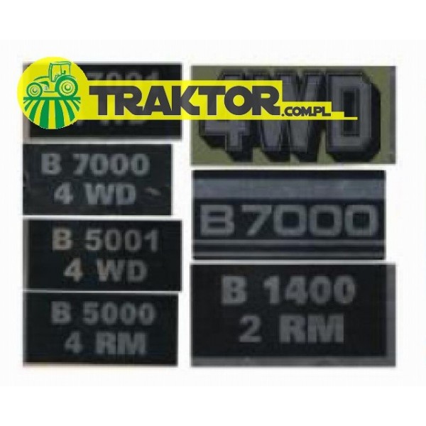 Autocollants KUBOTA B7000, B7001,B5000, B5001, B6001, 4WD (7 modèles)