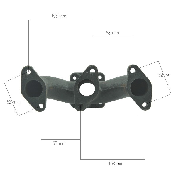 Kolektor wydechowy, 5650-040-8571-0, Iseki TU1400, Iseki TU1500, Iseki TX1410,  Iseki TX1510, Mitsubishi K3A, Mitsubishi K3B, Mi