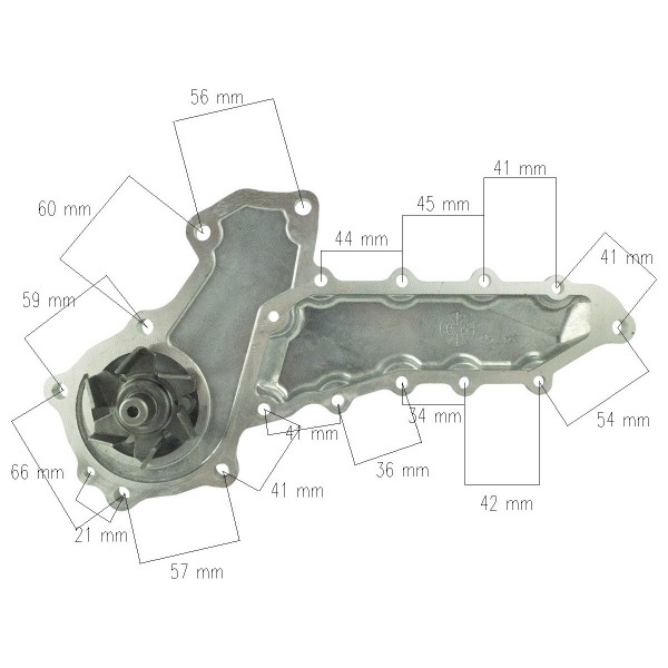 Water pump housing Kubota L1-225, Kubota L1-235, Kubota L1-245, Kubota L1-255, Kubota L1-275, Kubota L285, Kubota L2050, Kubot