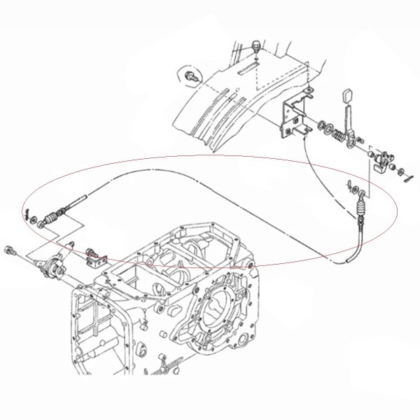 Lanko spojkového hriadeľa, Lanko, Lanko spojky vývodového hriadeľa, 3A111-27740, 5-25-105-17, Kubota M5000, Kubota M6800, Kubota