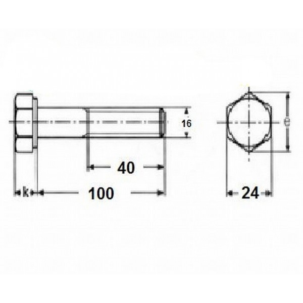 Śruba M16 x 100 Śruba M16x100 8.8 AG 4FARMER
