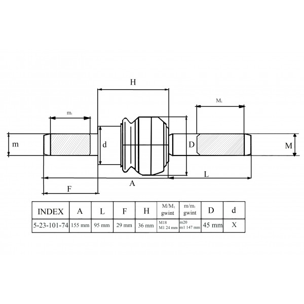 Końcówka drążka kierowniczego + przegub / 230 mm / Kubota L4508 / 5-23-101-74 | Traktor.com.pl