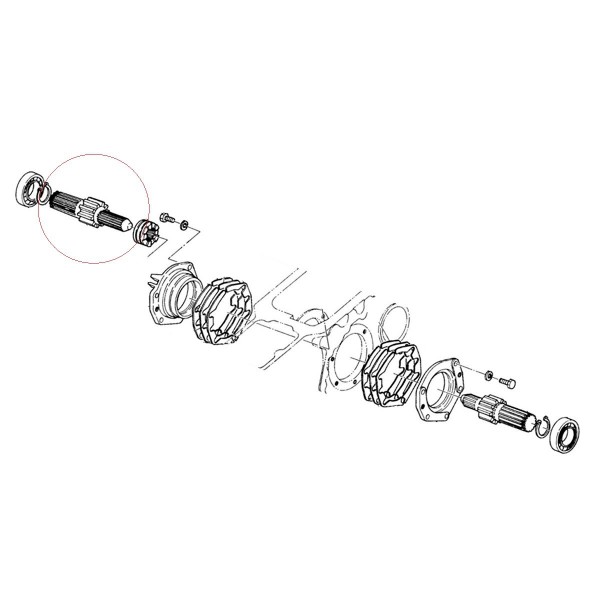 Eje, 19T, 10T, 19T, LH, 203 mm, Iseki TS2510, 1426-301-006-00, 9-19-103-04