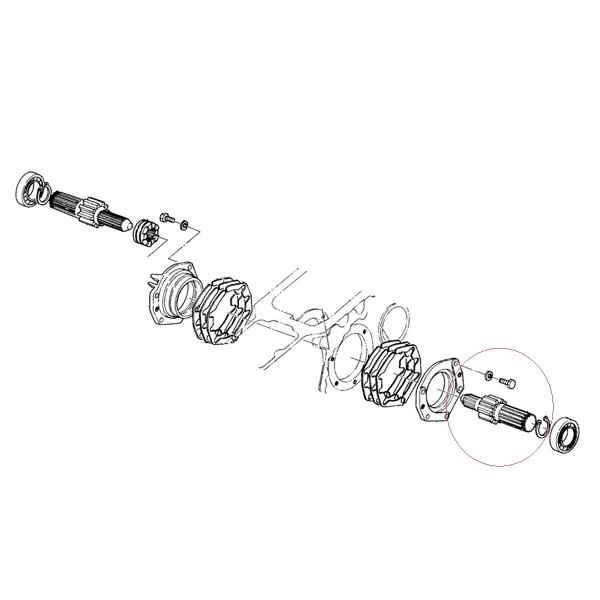 Wałek, 19T, 10T, 19T, RH,167 mm, Iseki TS2510, 1426-301-005-00, 9-19-103-04,