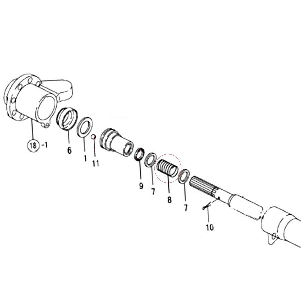 Sprężyna łącznika wałka środkowego, 198441-13370, 5-25-101-26, Yanmar EF453T
