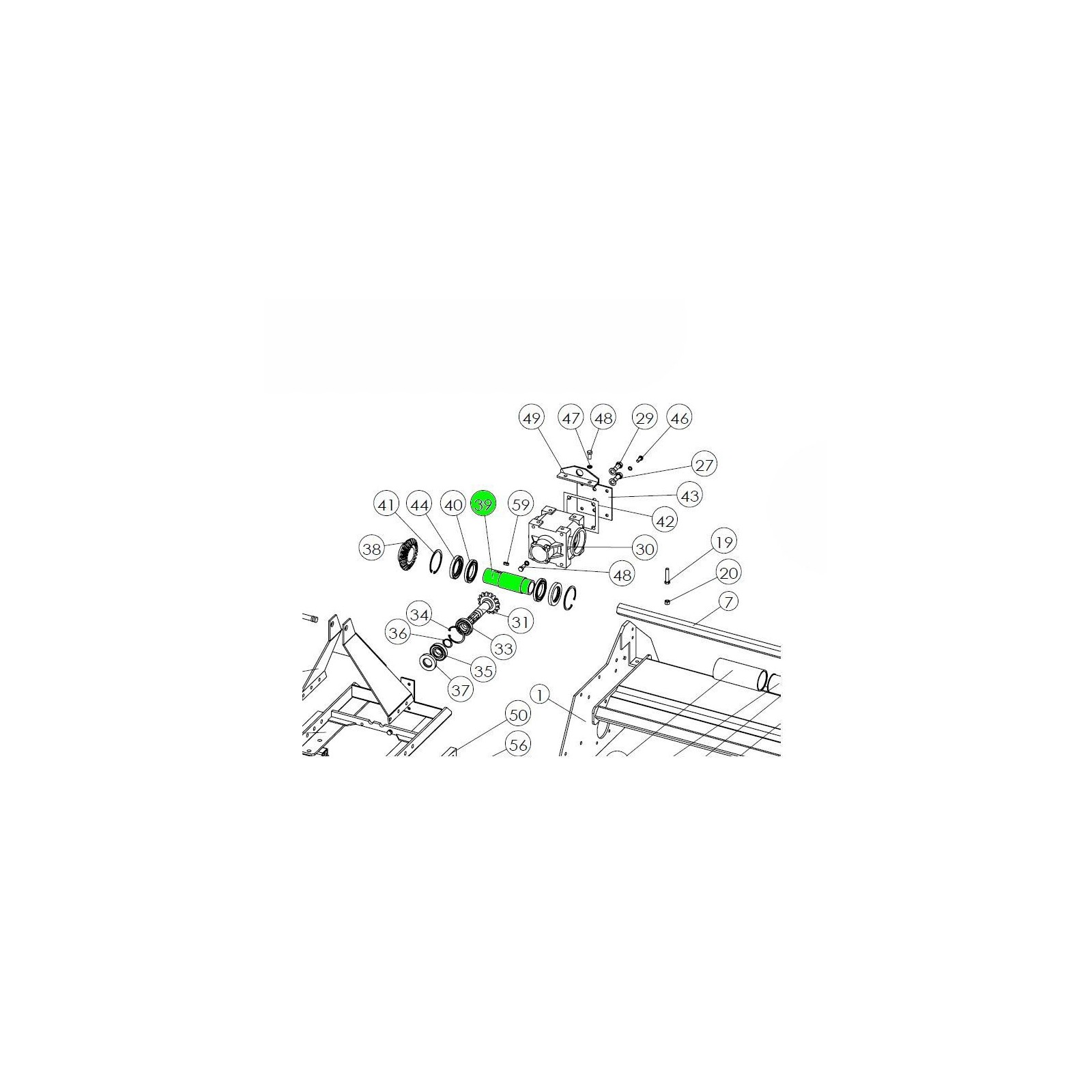 Bevel gear output shaft sleeve for SB tiller and others.