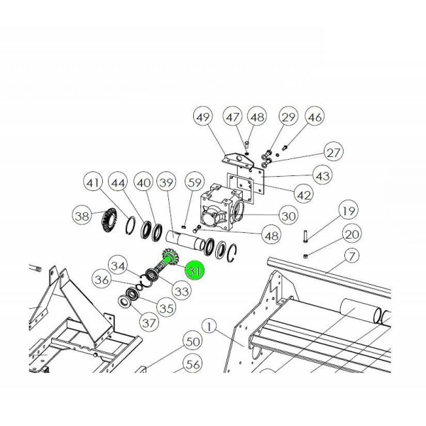 Angle gear input shaft for SB tiller and others