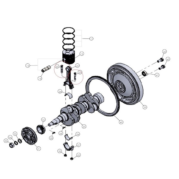 Śruba korbowodu, MM402547, MBG0805100GA0, VST Fieldtrac MT180,  VST Fieldtrac MT224, VST Fieldtrac MT270