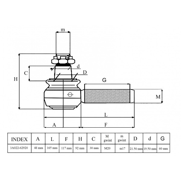 Spurstangenkopf, 3A022-62920, 5-23-101-43, Kubota M6040, Kubota M7040