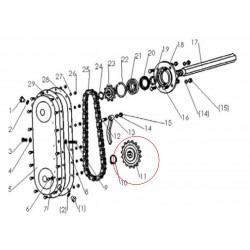 Řetězové kolo 17T hnacího řetězu kultivátoru SB 150x40 mm spodní