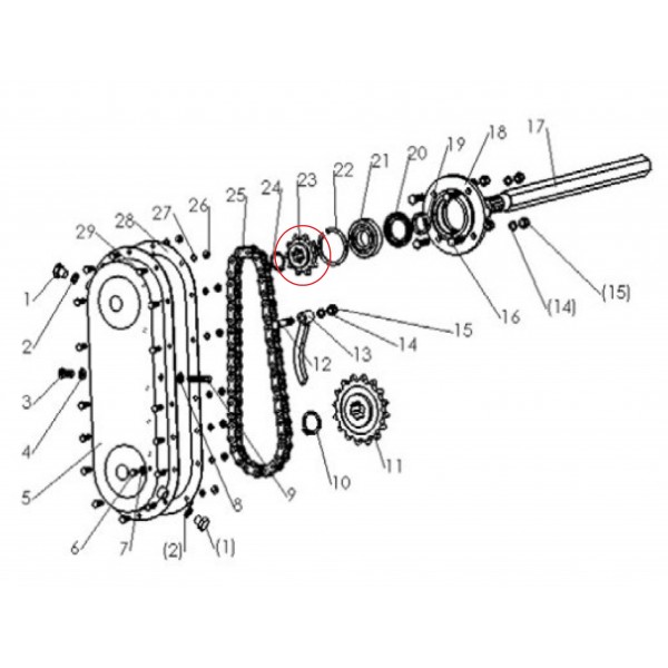 Sprocket wheel of the SB separation tiller