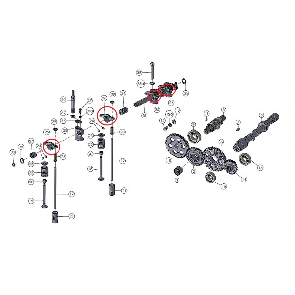 Contre-pointe / Enclume de poussoir de soupape / Mitsubishi K3C / V4C / V3D / Mitsubishi VST MT180 / MT224 / MT270