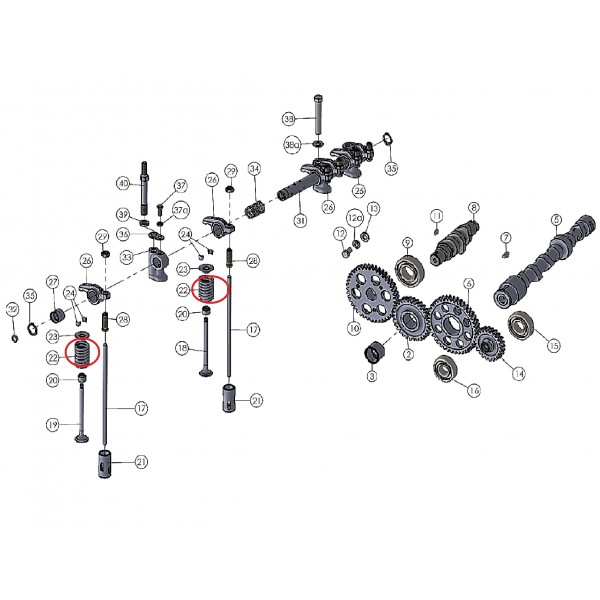 Resorte de válvula / Mitsubishi V3D / V4C / Mitsubishi VST MT270 / MT224 / MT180