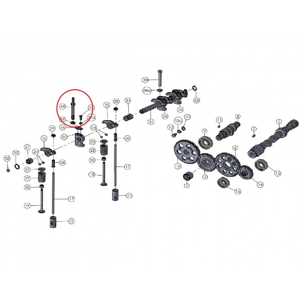 Vis, goupille de support, support d'arbre de clavier Mitsubishi VST MT270, MT224, MT180, Cub Cadet