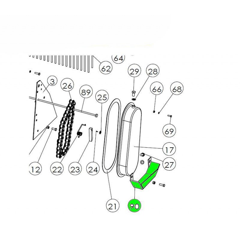 pièces pour motobineuses - Couvercle de chaîne de transmission pour motobineuse SB