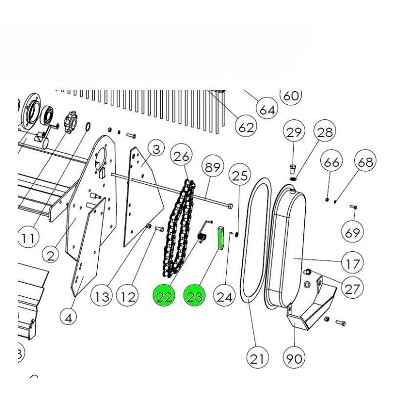parts to rotavator - Drive chain tensioner for the tiller SB