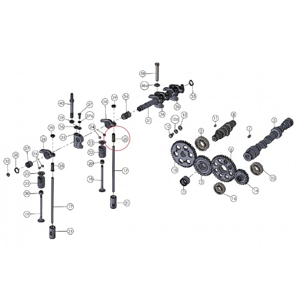 Nastavovací šroub M10x35 pro kovadlinu BCA01A00390A0, motor Mitsubishi VST Shakti K3C, Fieldtrac MT180, MT224, MT270