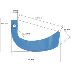 Mitsubishi tiller knife 27x10 mm center (main) left/right 4FARMER