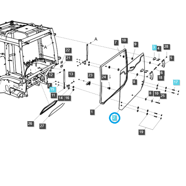 Zadní sklo kabiny / Traktor LS MT3 / Č. 40430146