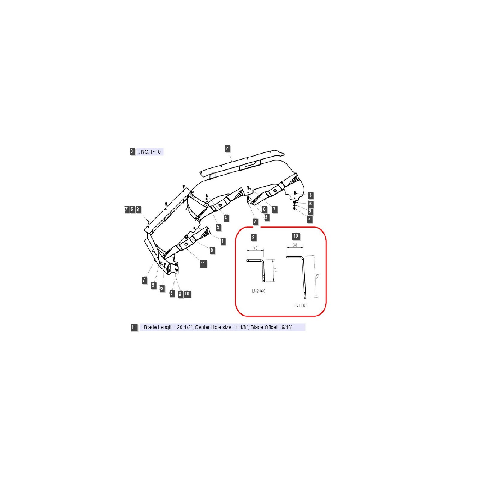 LS Traktor-Mulchkit / 40446580 - für LM1160 Mäher