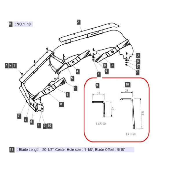Kit de broyage pour tracteur LS / 40446580 - pour tondeuse LM1160