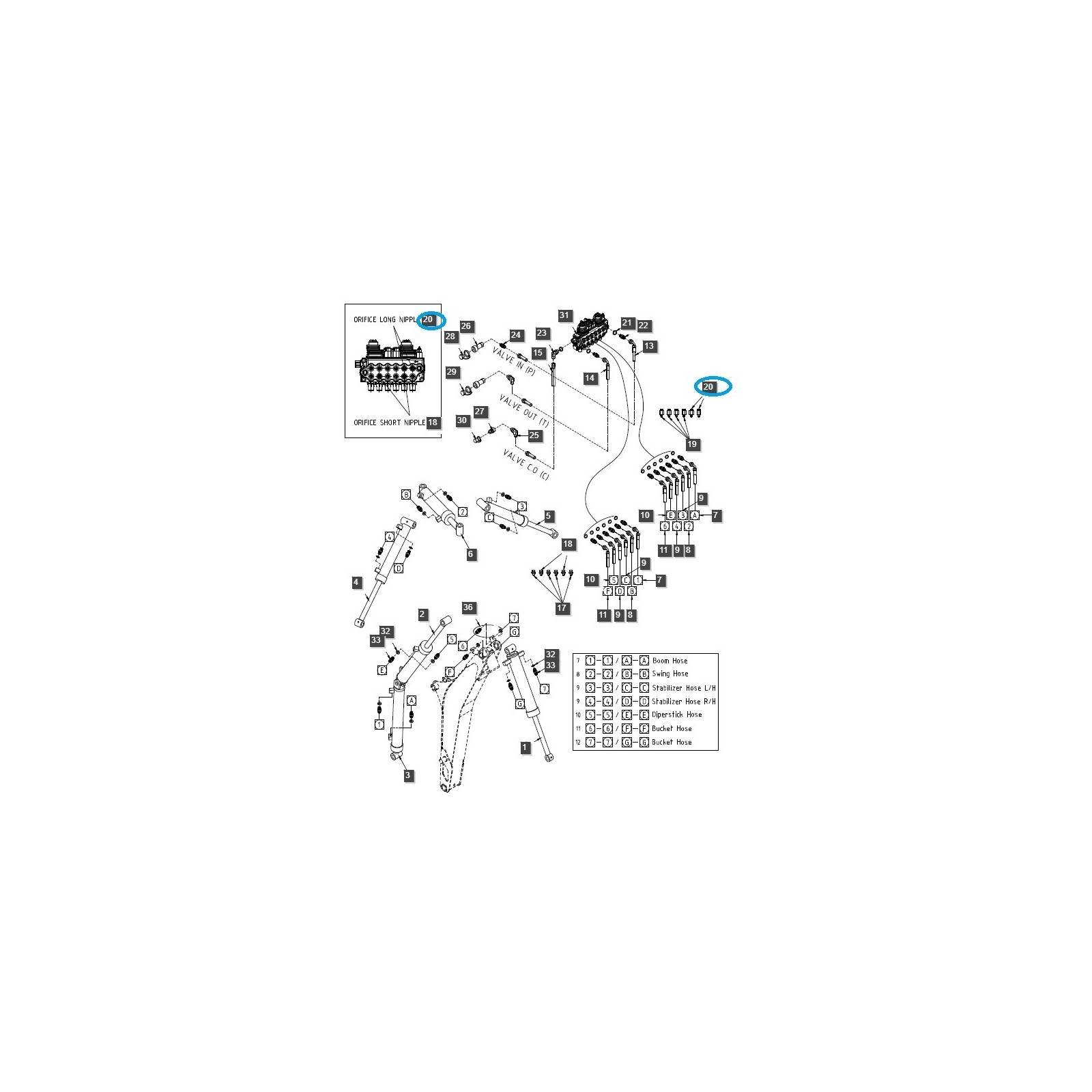 Hydraulic nipple - long / LS Tractor / 40358847