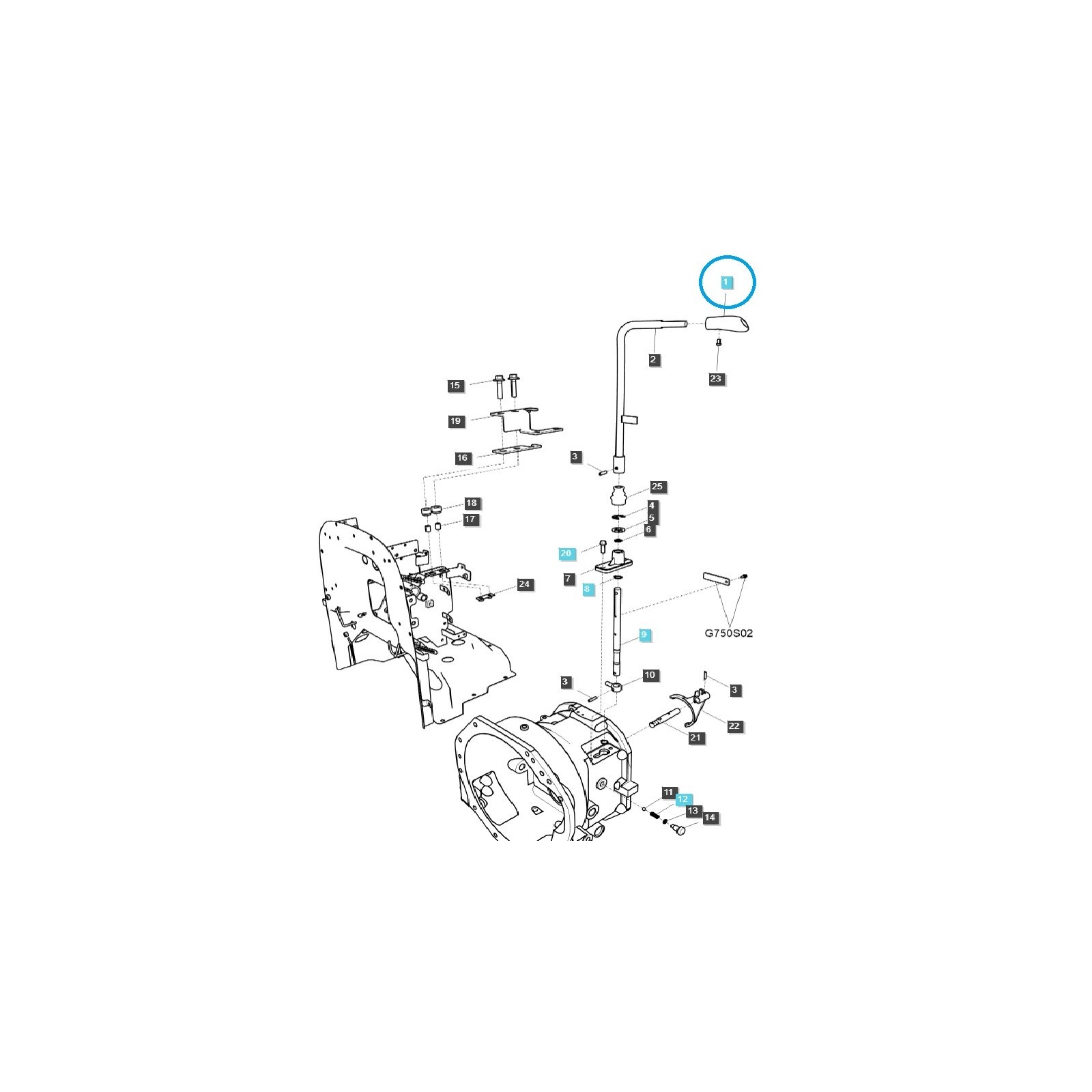Pommeau de levier de vitesse / TRG970 / Tracteur LS / 40426510 / 40559115 / 40199823