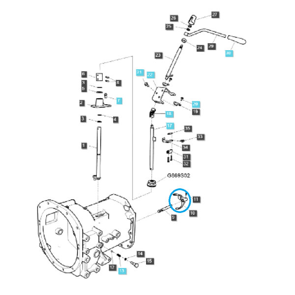 Fourche, sélecteur de vitesses avant/arrière TRG290 - A1290176 / Tracteur LS / 40032399