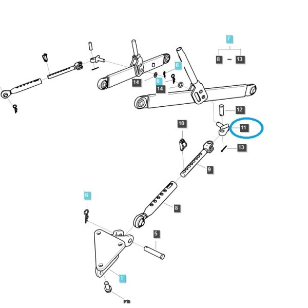 Teleskop-Stabilisatorstift - Dreipunktaufhängung - TRG896 / LS Traktor / 40030479