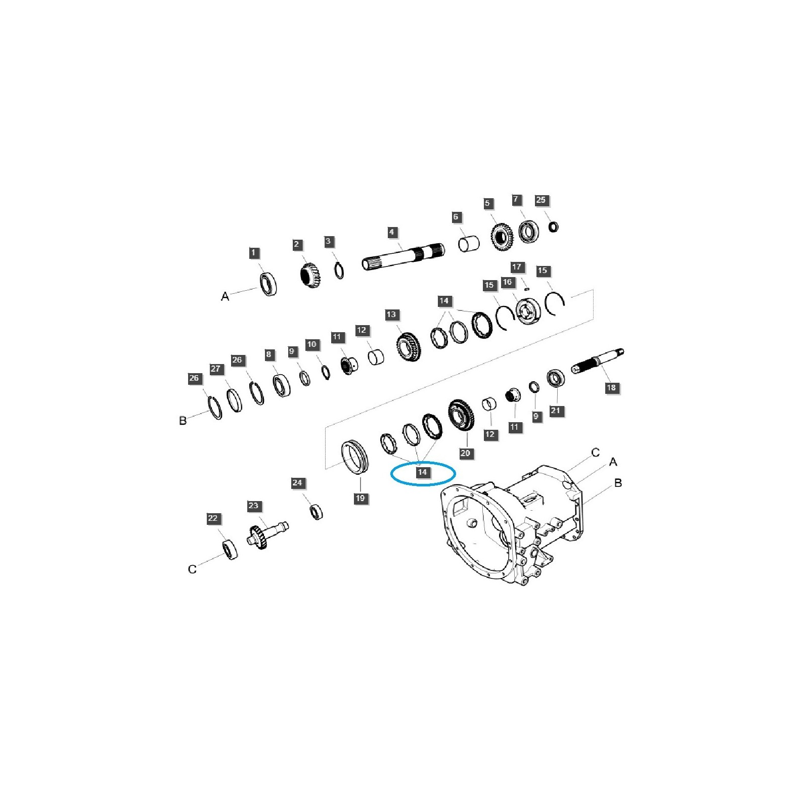 Kužeľový krúžok synchronizácie prevodov, trojitý TRG281 / LS Tractor / 40031650