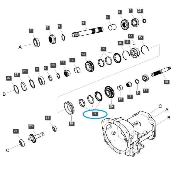 Kužeľový krúžok synchronizácie prevodov, trojitý TRG281 / LS Tractor / 40031650