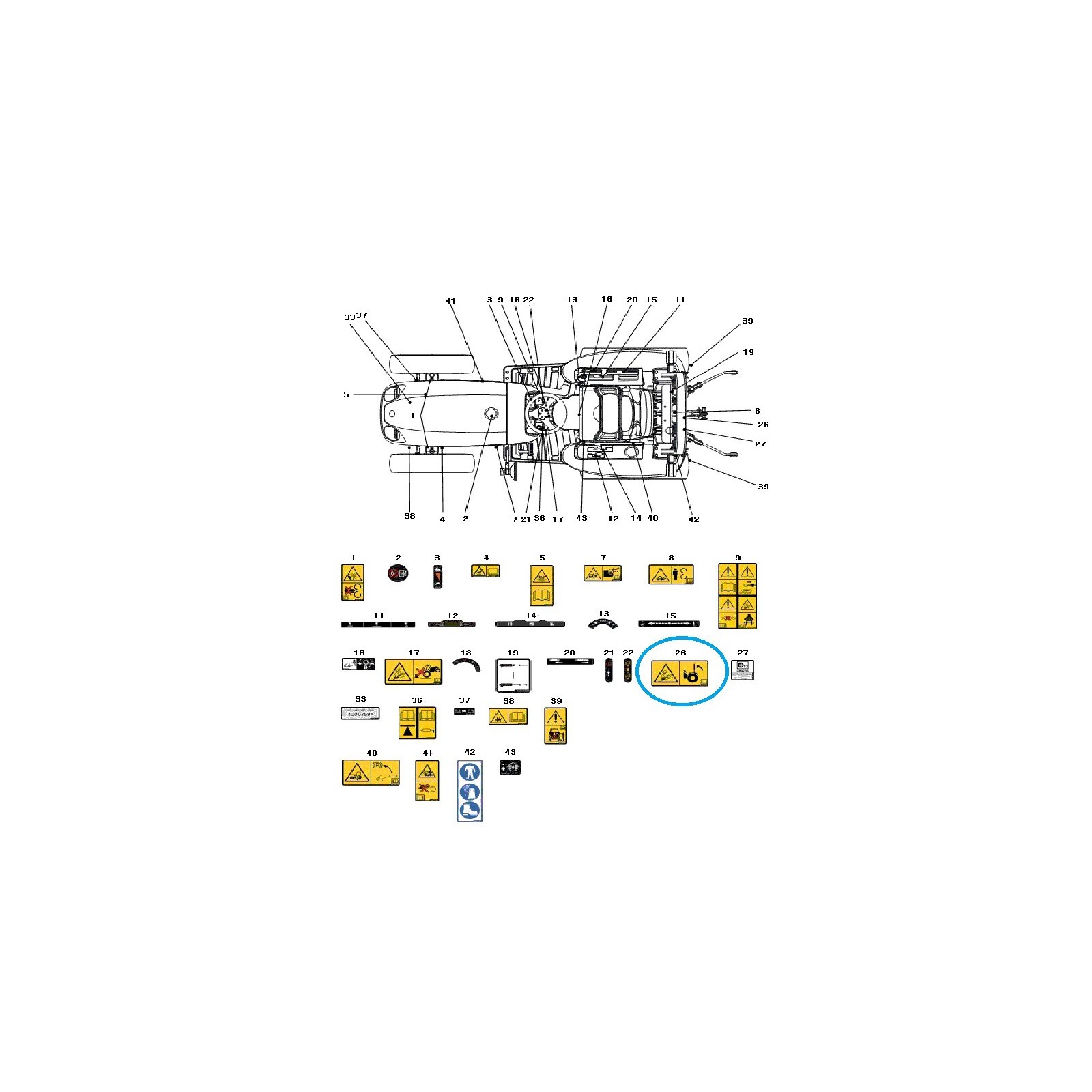 Naklejka ostrzegawcza, ROLL OVER TRG980 J23HST, J27HST / LS Tractor / 40269460 | Traktor.com.pl