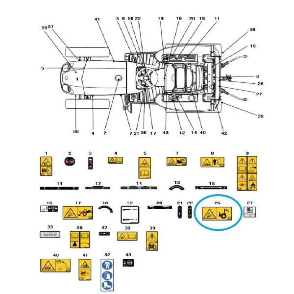 copy of Autocollant d'avertissement de différentiel TRG980 / Tracteur LS / 40008815
