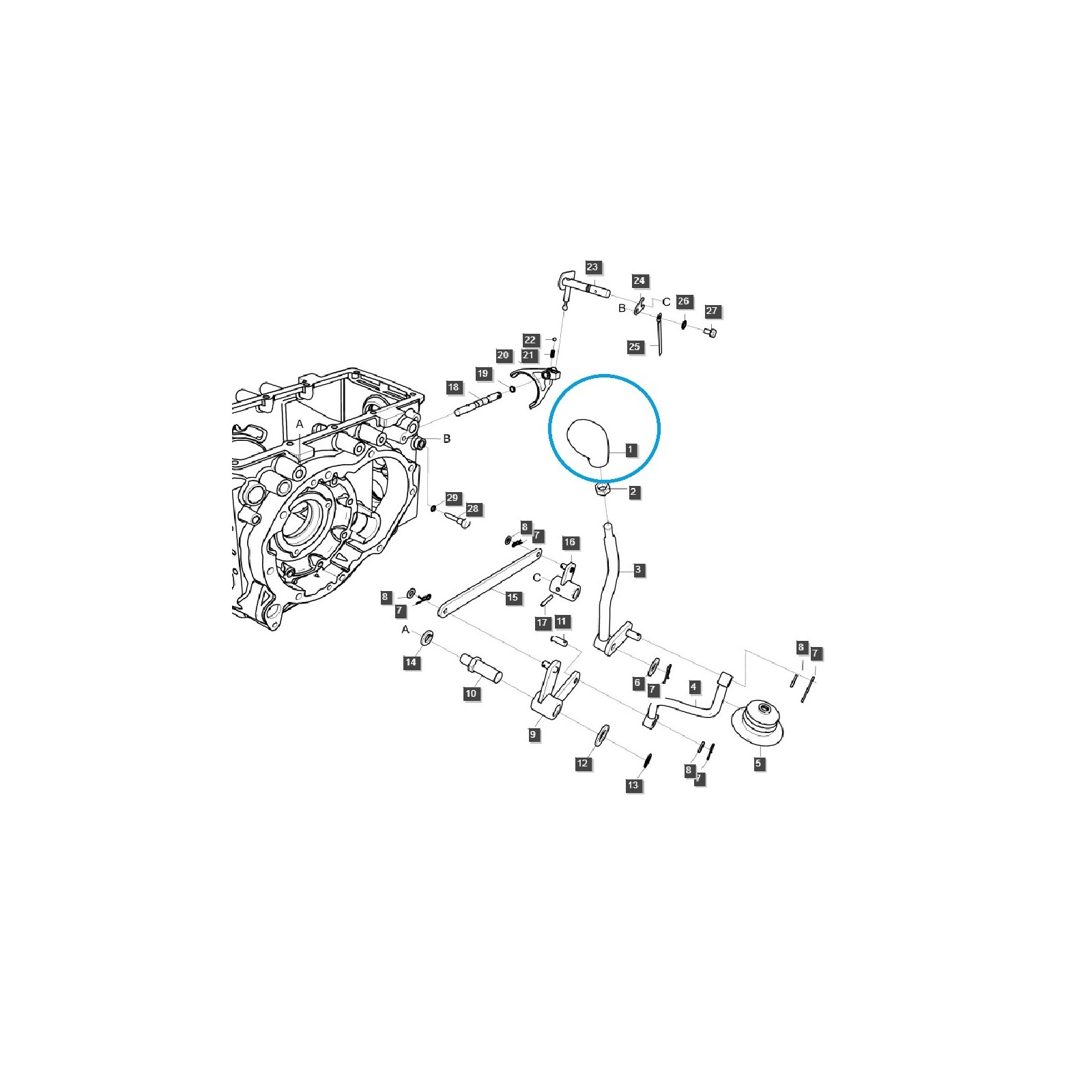Range shift knob PTO_PHR / TRG970 / LS Tractor / 40559458