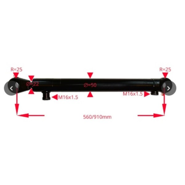 Siłownik hydrauliczny dwustronnego działania / 560 mm / HC2-350-560-22-40-U25 - black